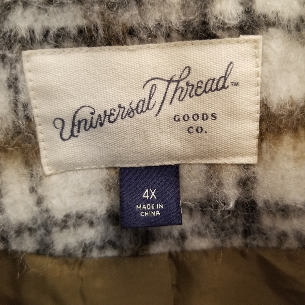 {4X} Universal Thread Women's Neutral Plaid Brush Shacket Coat Shirt Jacket - Picture 12 of 13